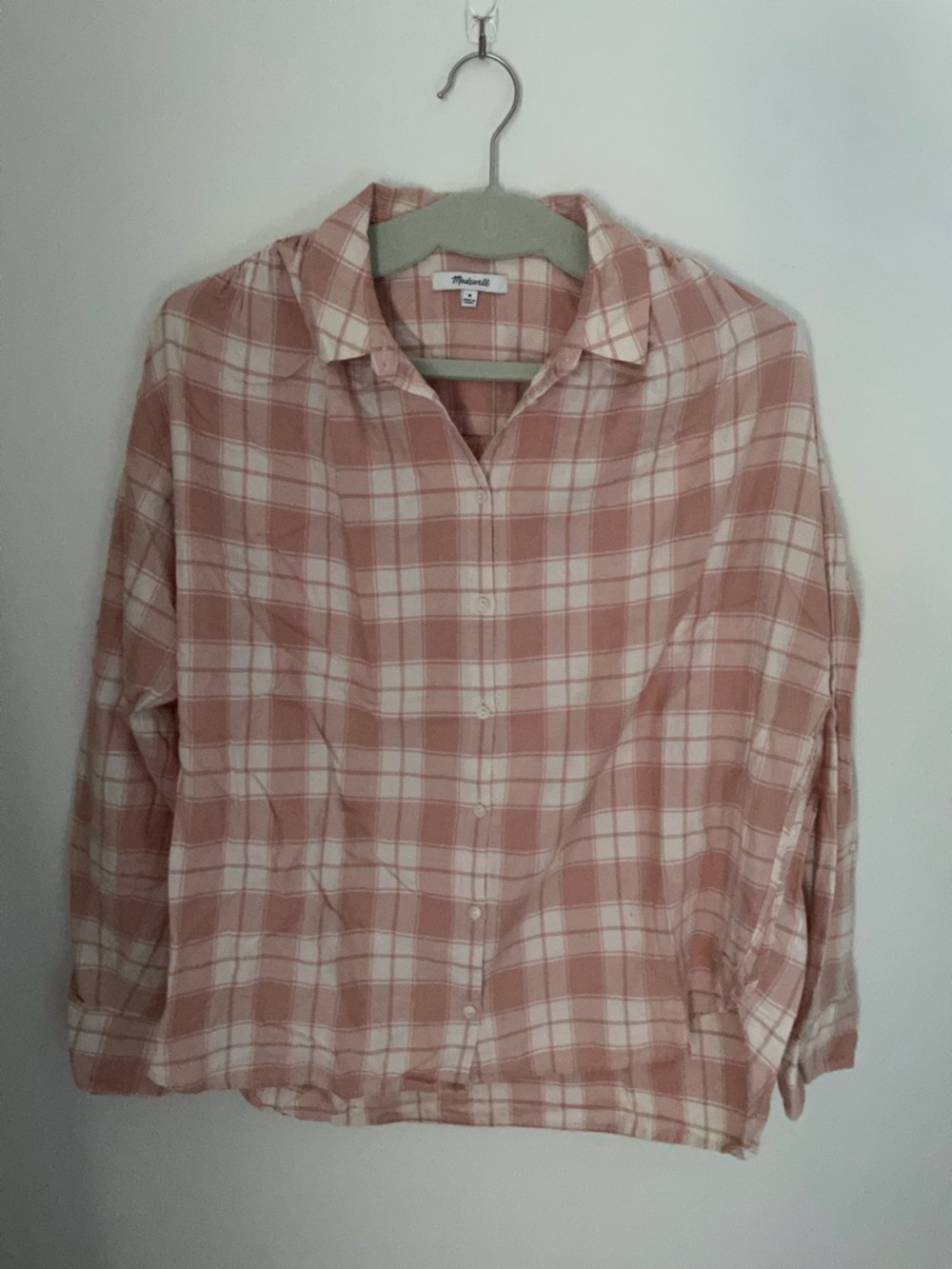 Madewell Blush and Cream Plaid Shirt